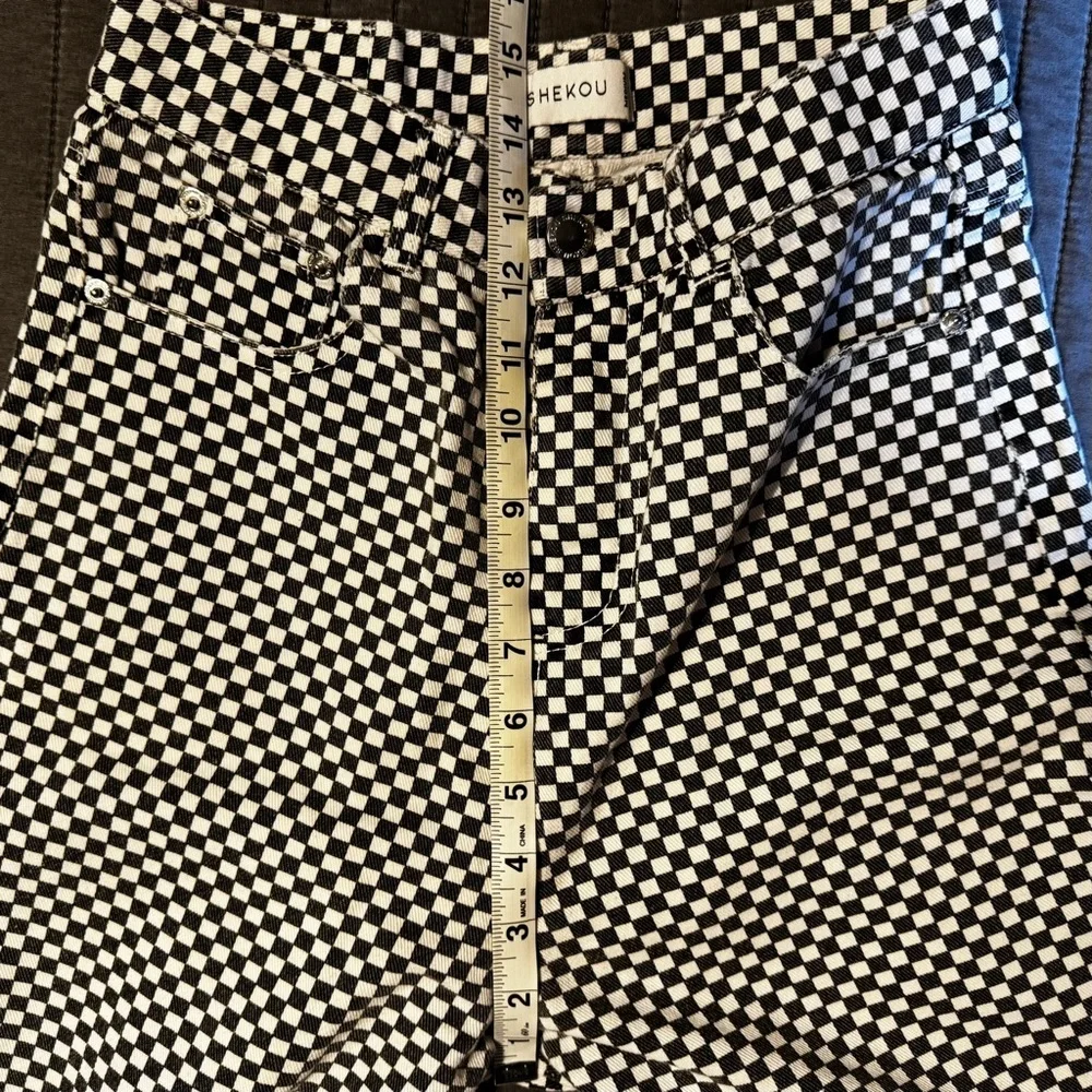 Shekou black and white checkered denim junior’s size XS - Picture 6 of 8